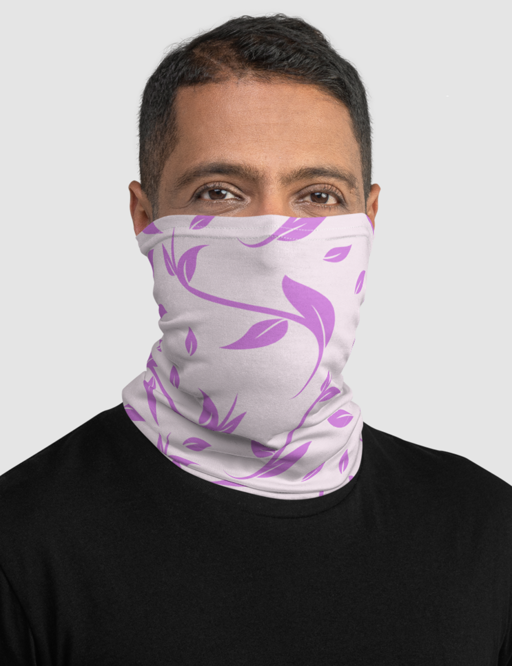 Minimal Light Pink And Purple Floral Print Pattern | Neck Gaiter Face Mask OniTakai