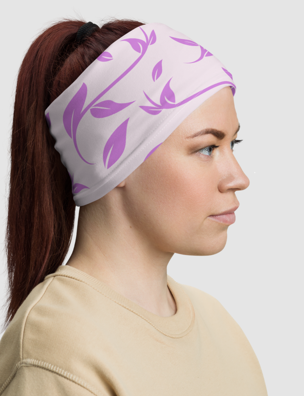 Minimal Light Pink And Purple Floral Print Pattern | Neck Gaiter Face Mask OniTakai