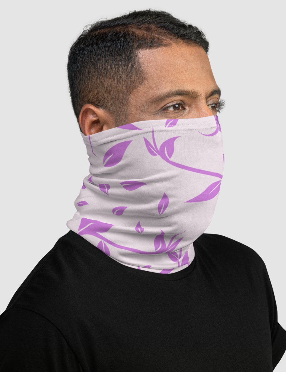 Minimal Light Pink And Purple Floral Print Pattern | Neck Gaiter Face Mask OniTakai