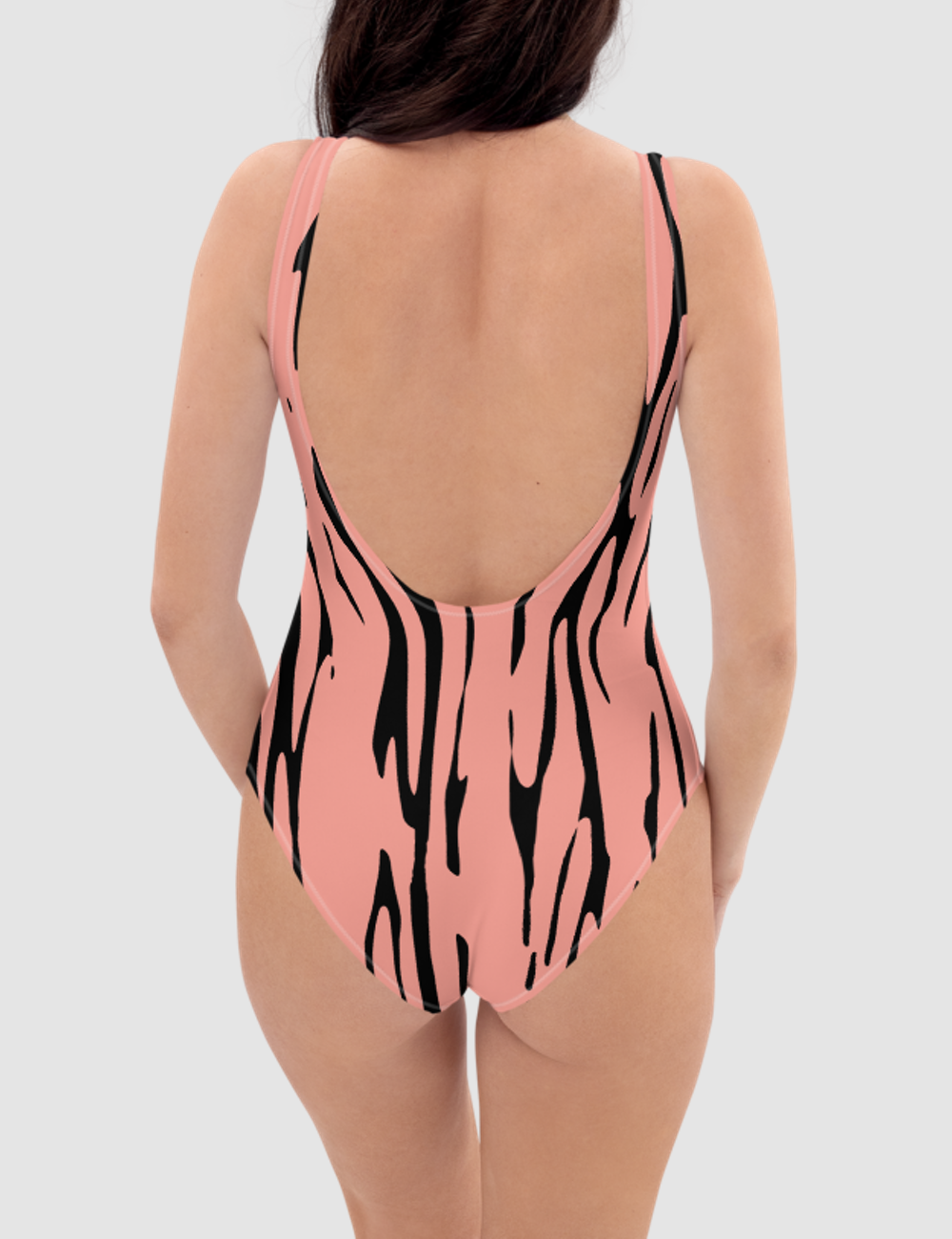 Mona Lisa Pink Striped Zebra | Women's One-Piece Swimsuit OniTakai