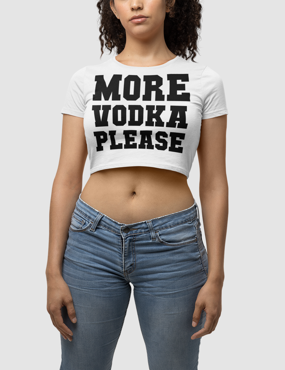 More Vodka Please Women's Fitted Crop Top T-Shirt OniTakai