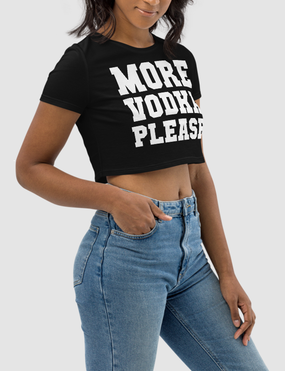 More Vodka Please Women's Fitted Crop Top T-Shirt OniTakai