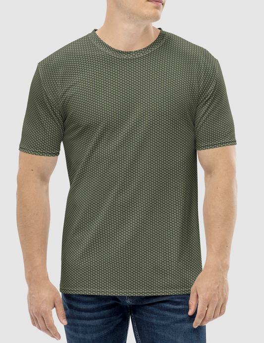 Moss Green Hexagon Pattern Men's Sublimated T-Shirt OniTakai
