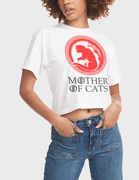 Mother Of Cats Women's Relaxed Crop Top T-Shirt OniTakai