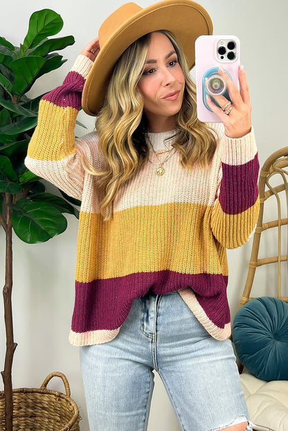 Multicolor Colorblock Striped Sweater OniTakai