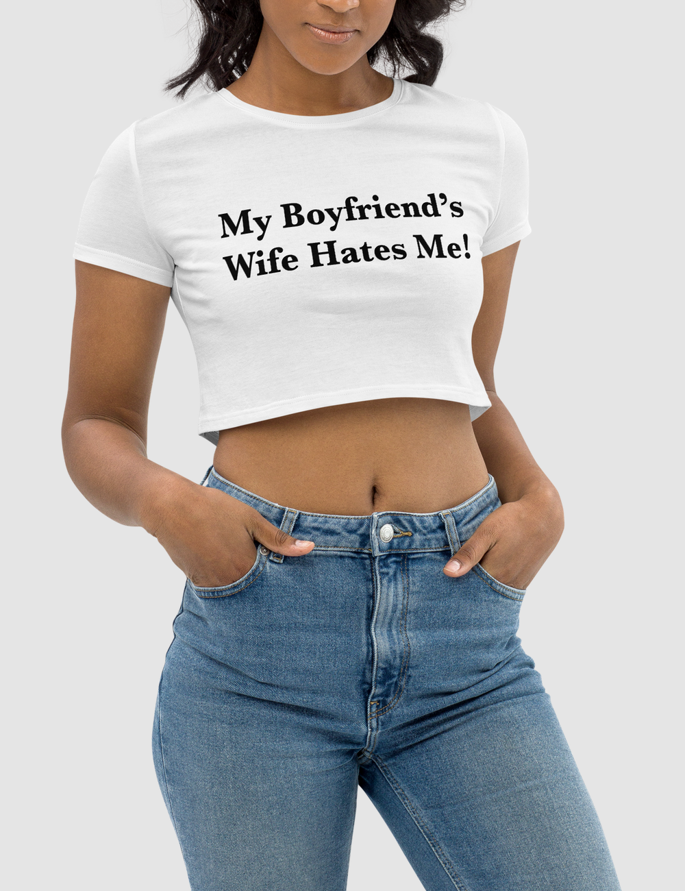 My Boyfriend's Wife Hates Me Women's Fitted Crop Top T-Shirt OniTakai