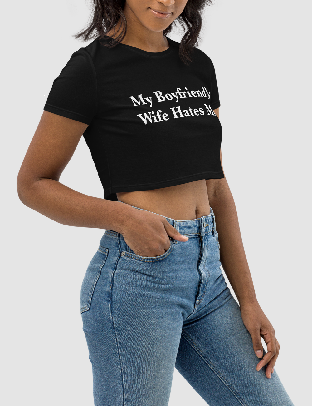 My Boyfriend's Wife Hates Me Women's Fitted Crop Top T-Shirt OniTakai