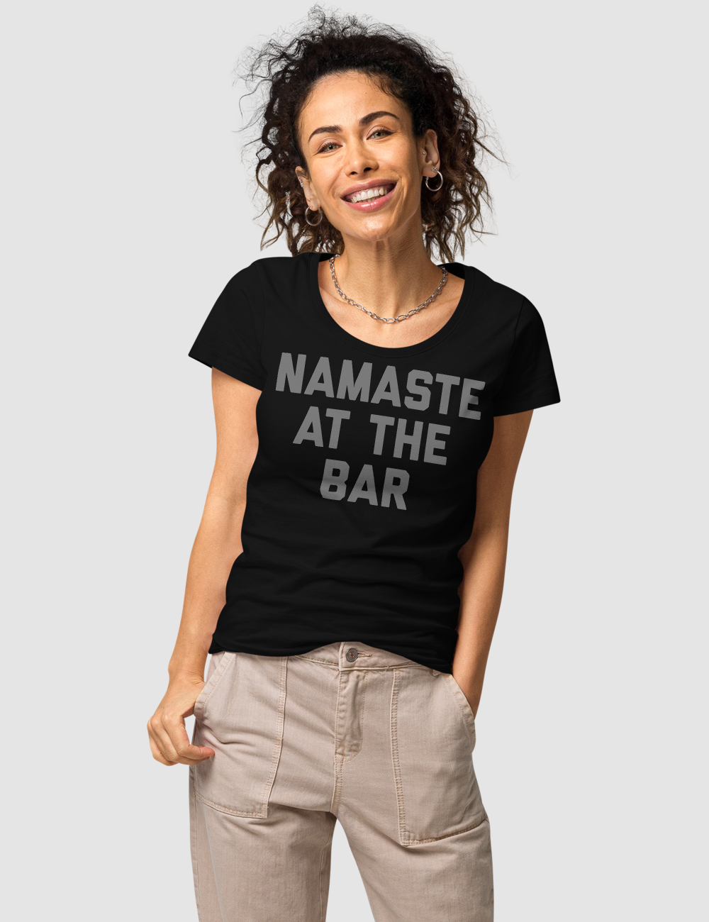 Namaste At The Bar | Women's Organic Round Neck T-Shirt OniTakai