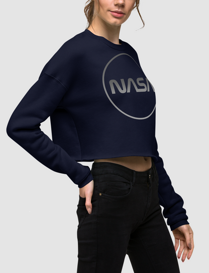 Nasa Modern (Faded Metal Print) Crop Sweatshirt OniTakai