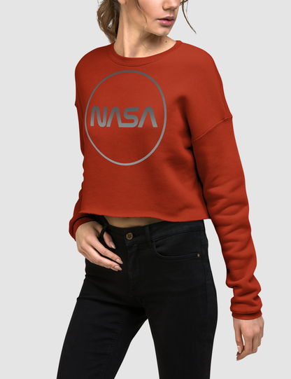 Nasa Modern (Faded Metal Print) Crop Sweatshirt OniTakai