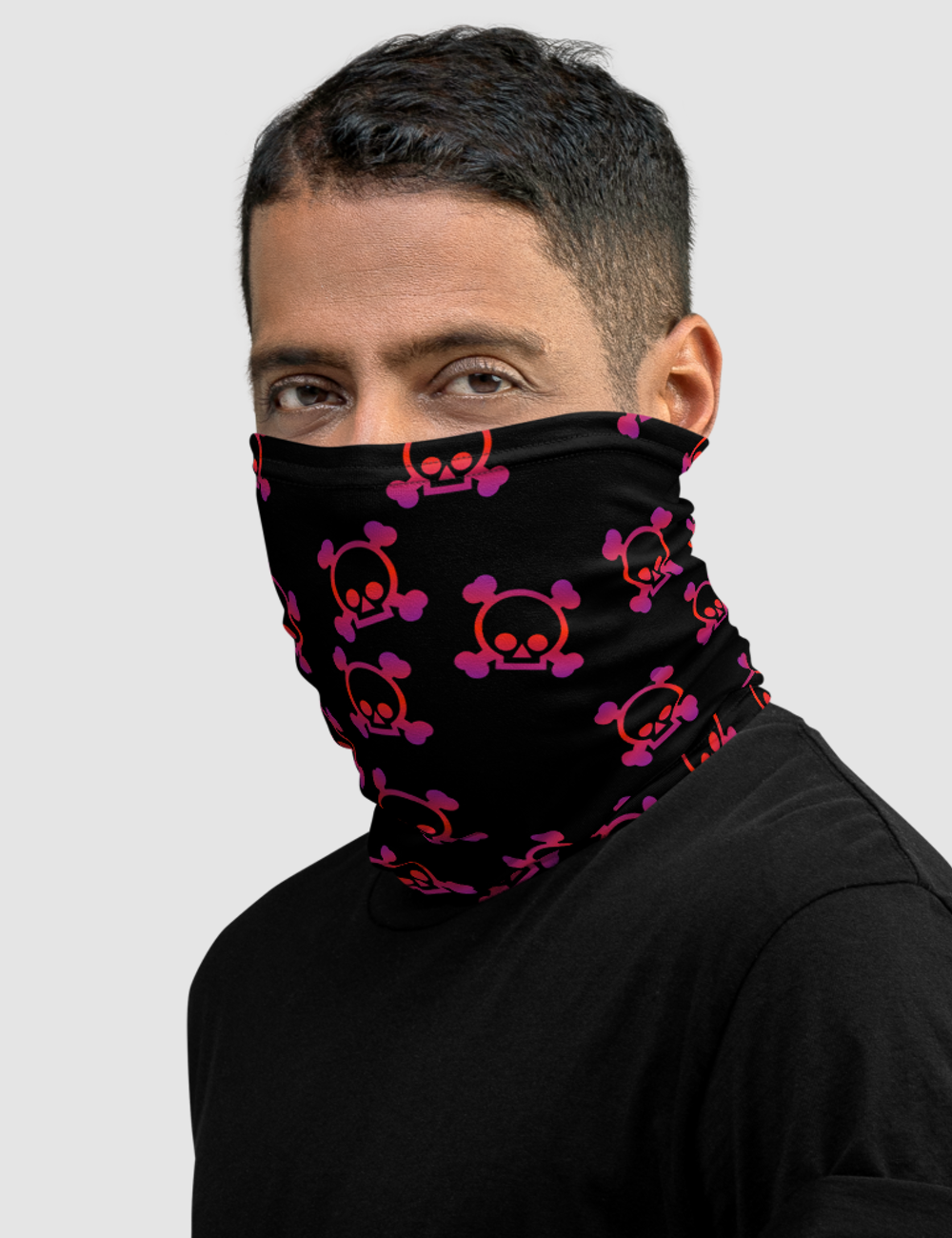 Neon Maroon Skulls | Neck Gaiter Face Mask OniTakai