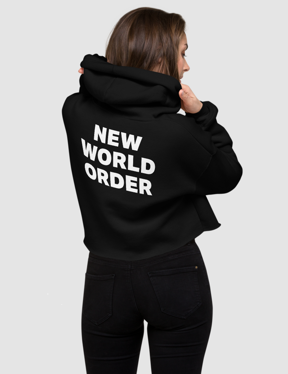 New World Order | Back Print Crop Hoodie OniTakai