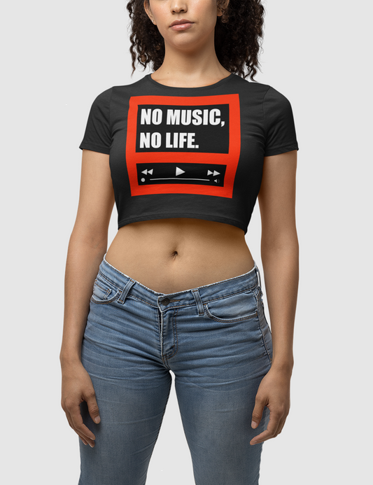 No Music No Life Women's Fitted Crop Top T-Shirt OniTakai