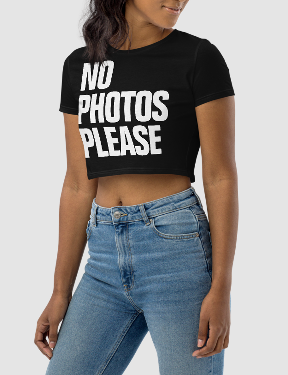 No Photos Please Women's Fitted Crop Top T-Shirt OniTakai