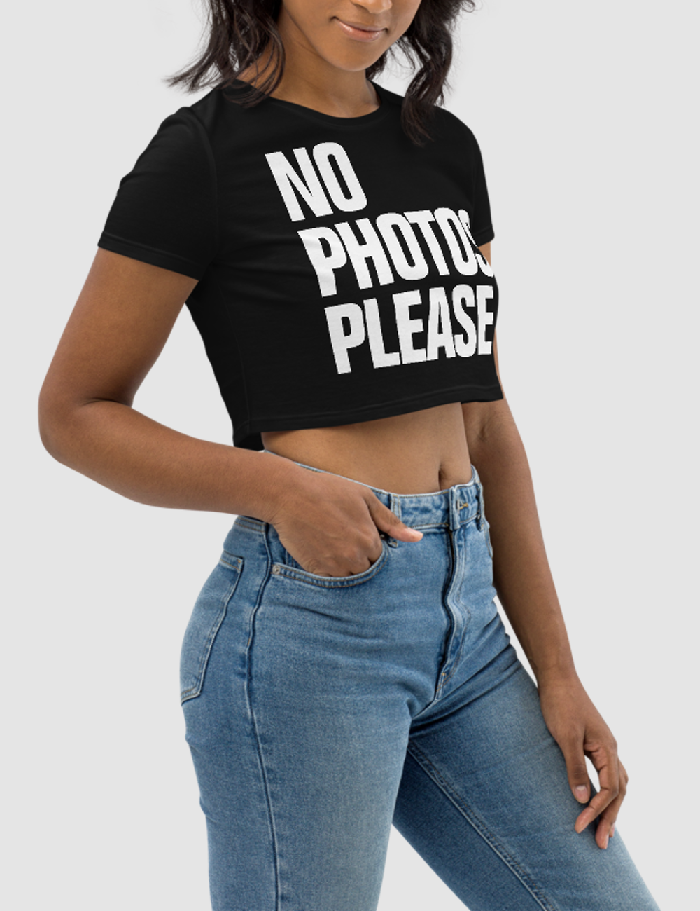 No Photos Please Women's Fitted Crop Top T-Shirt OniTakai