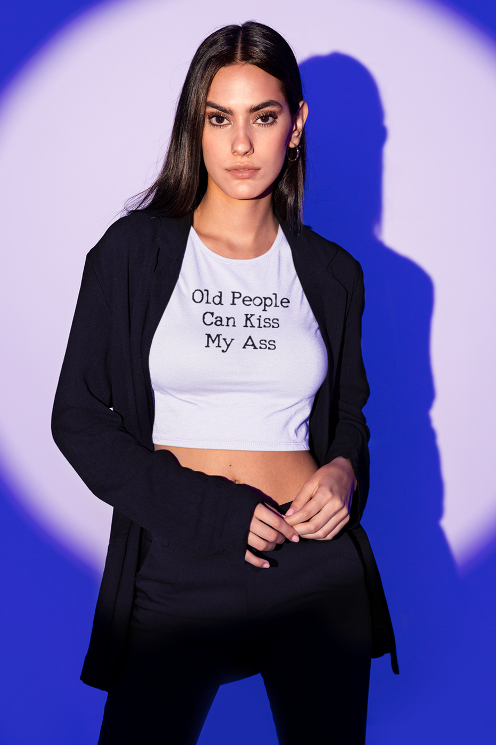 Old People Can Kiss My Ass Women's Fitted Crop Top T-Shirt OniTakai