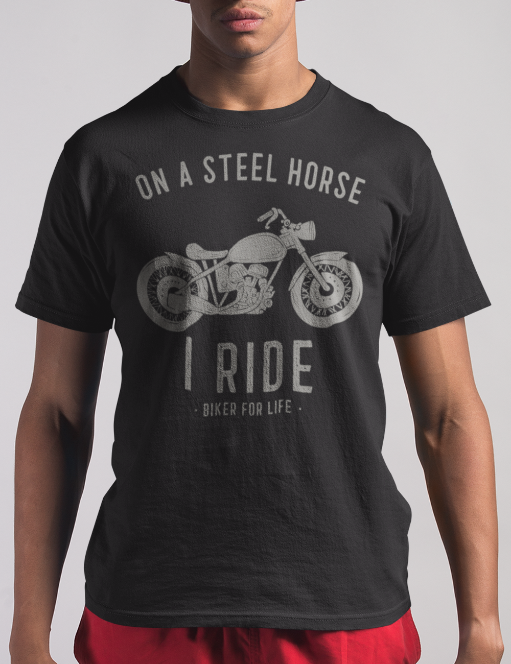 On A Steel Horse I Ride (Biker For Life) | T-Shirt OniTakai
