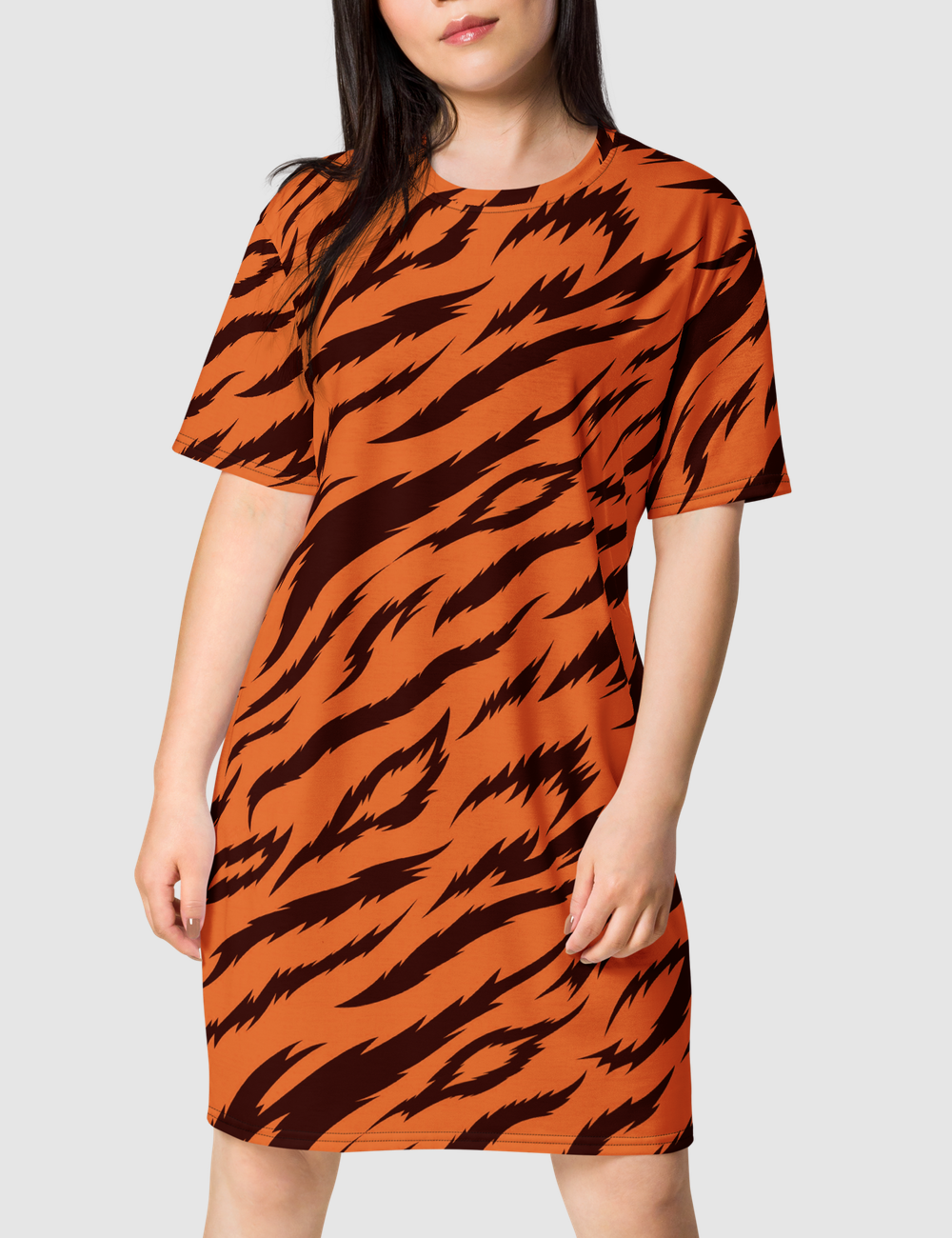 Orange Tiger Stripes T-Shirt Dress OniTakai