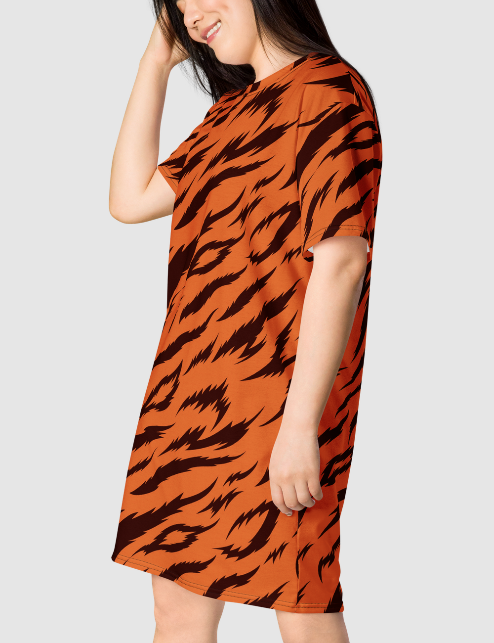 Orange Tiger Stripes T-Shirt Dress OniTakai