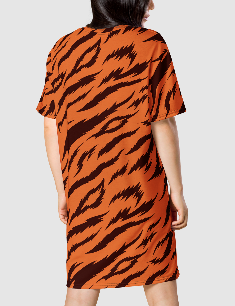 Orange Tiger Stripes T-Shirt Dress OniTakai