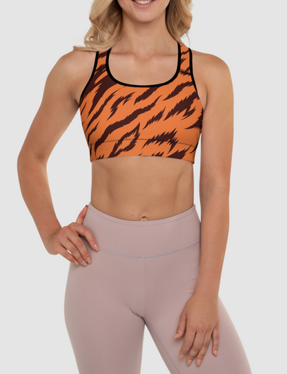 Orange Tiger Stripes | Women's Padded Sports Bra OniTakai