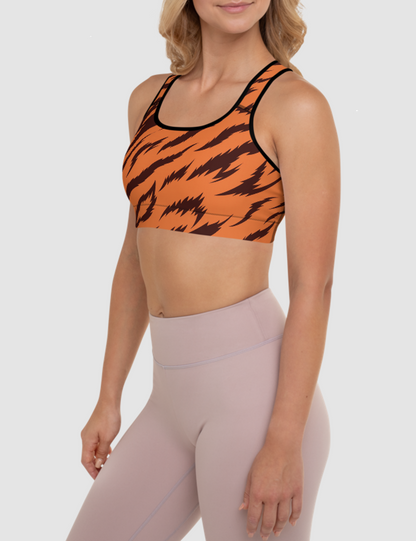 Orange Tiger Stripes | Women's Padded Sports Bra OniTakai