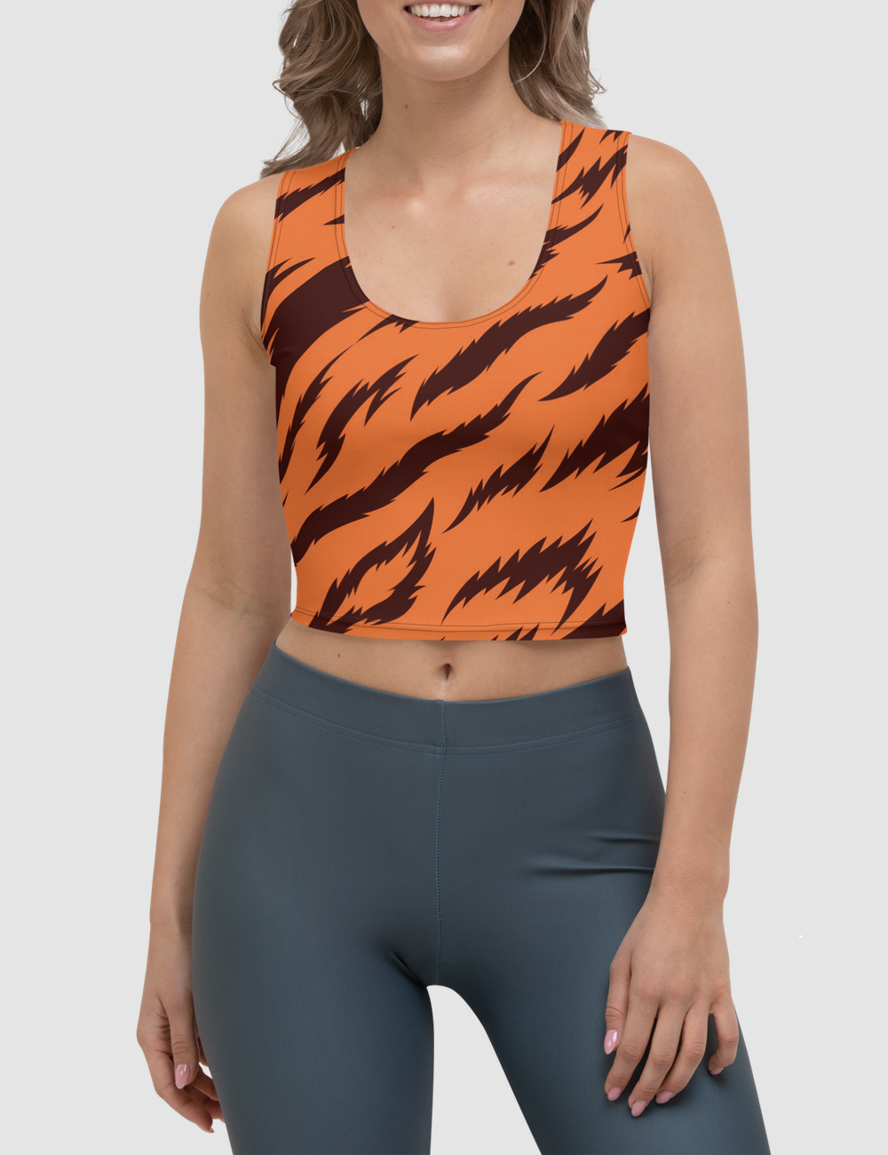 Orange Tiger | Women's Sleeveless Fitted Crop Top OniTakai