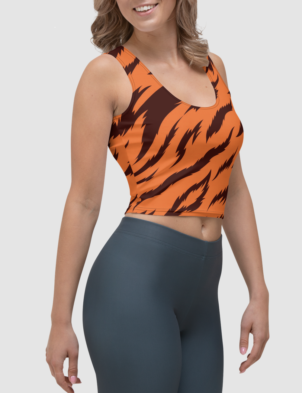 Orange Tiger | Women's Sleeveless Fitted Crop Top OniTakai