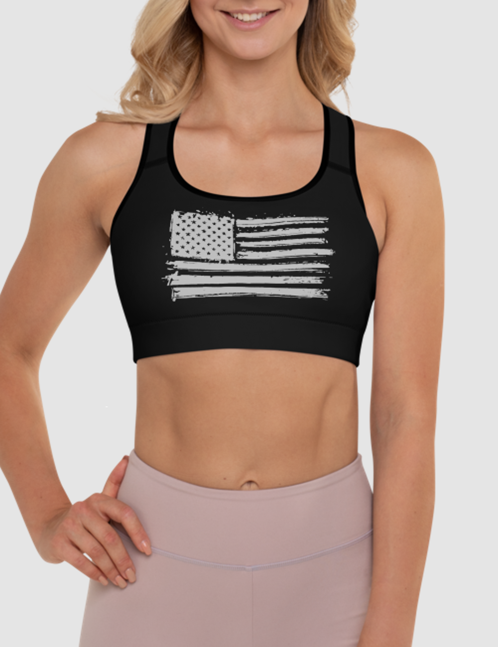 Paint Splattered American Flag | Women's Padded Sports Bra OniTakai