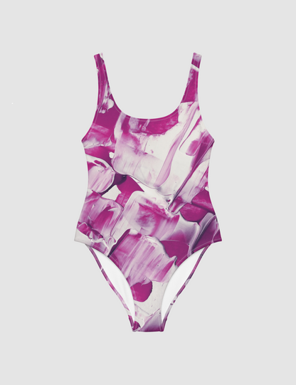 Painted Purple White Abstract | Women's One-Piece Swimsuit OniTakai