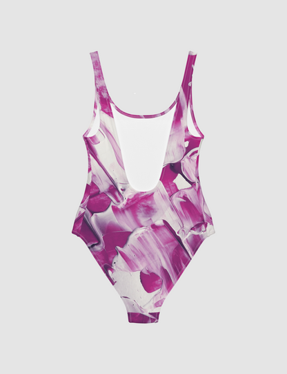 Painted Purple White Abstract | Women's One-Piece Swimsuit OniTakai