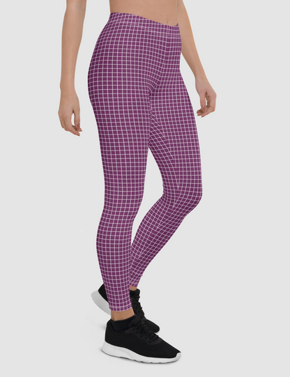 Palatinate Purple Grid | Women's Standard Yoga Leggings OniTakai