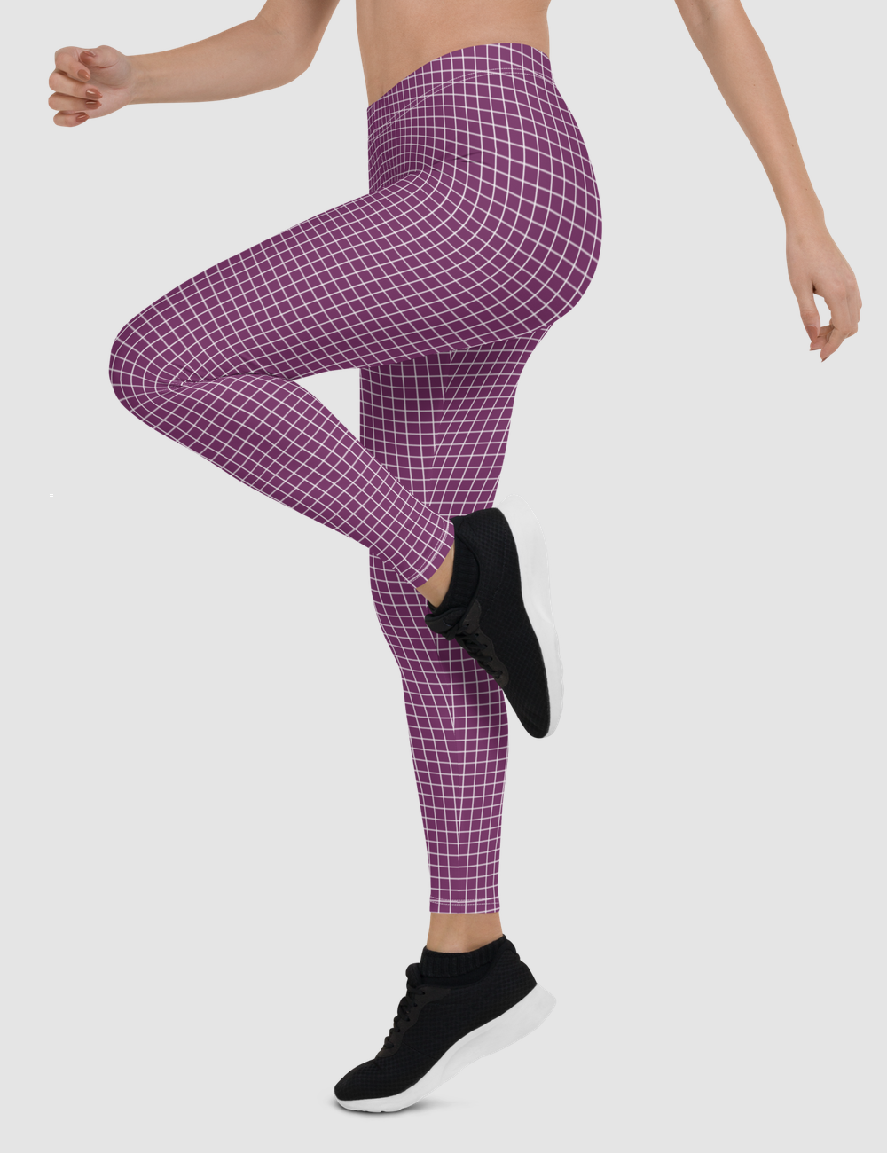 Palatinate Purple Grid | Women's Standard Yoga Leggings OniTakai