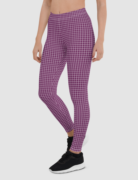 Palatinate Purple Grid | Women's Standard Yoga Leggings OniTakai