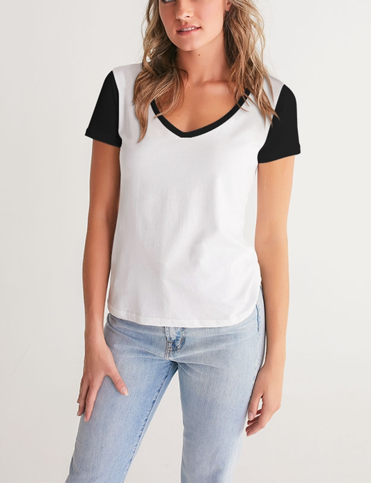 Paneled Varsity Ringer | Women's V-Neck T-Shirt OniTakai