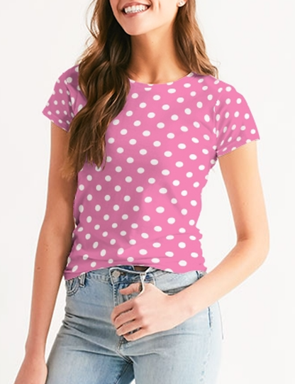 Passion Pink Polka Dot Women's T-Shirt OniTakai