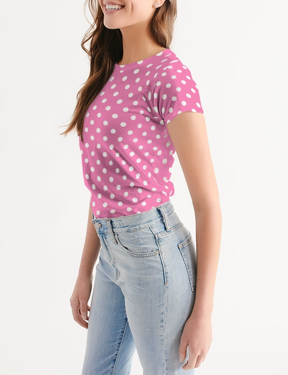 Passion Pink Polka Dot Women's T-Shirt OniTakai
