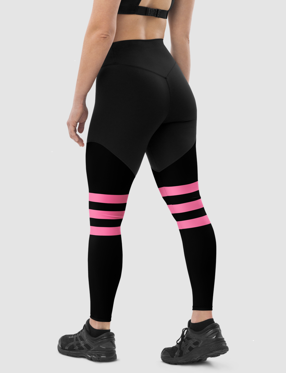 Passion Pink Triple Knee Striped | Women's Premium Sports Leggings OniTakai