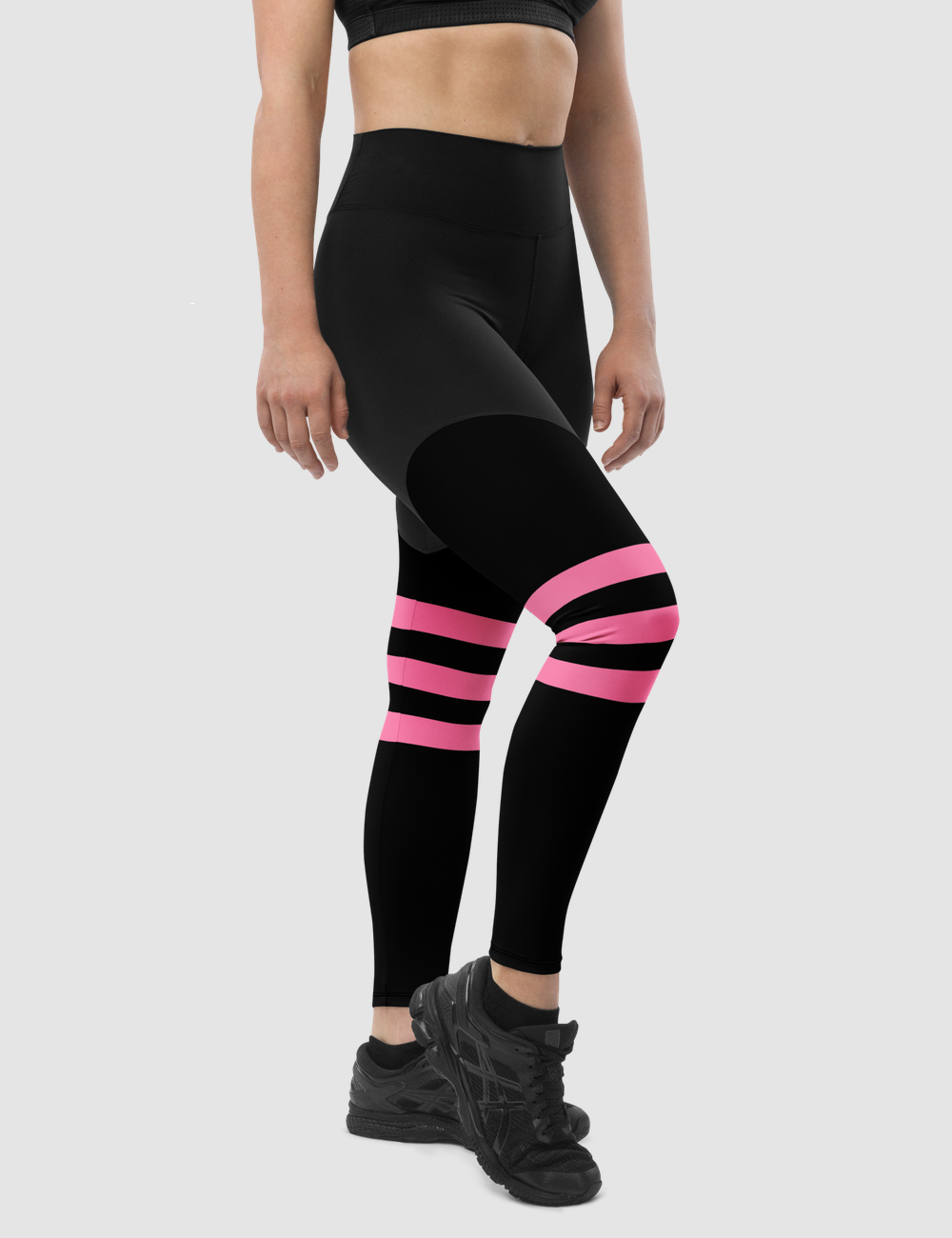 Passion Pink Triple Knee Striped | Women's Premium Sports Leggings OniTakai