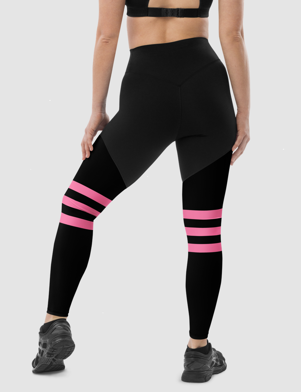 Passion Pink Triple Knee Striped | Women's Premium Sports Leggings OniTakai