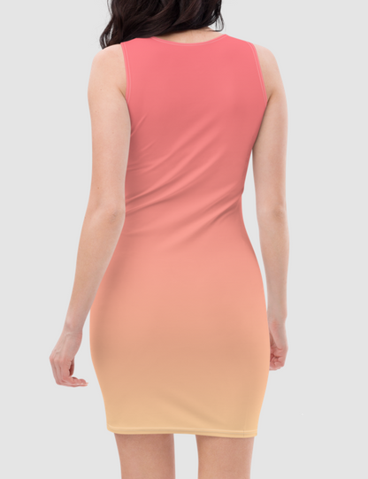 Peach Ombre | Women's Sleeveless Fitted Sublimated Dress OniTakai