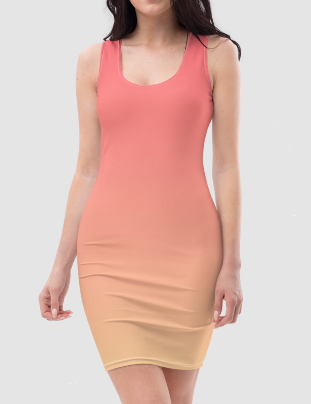 Peach Ombre | Women's Sleeveless Fitted Sublimated Dress OniTakai
