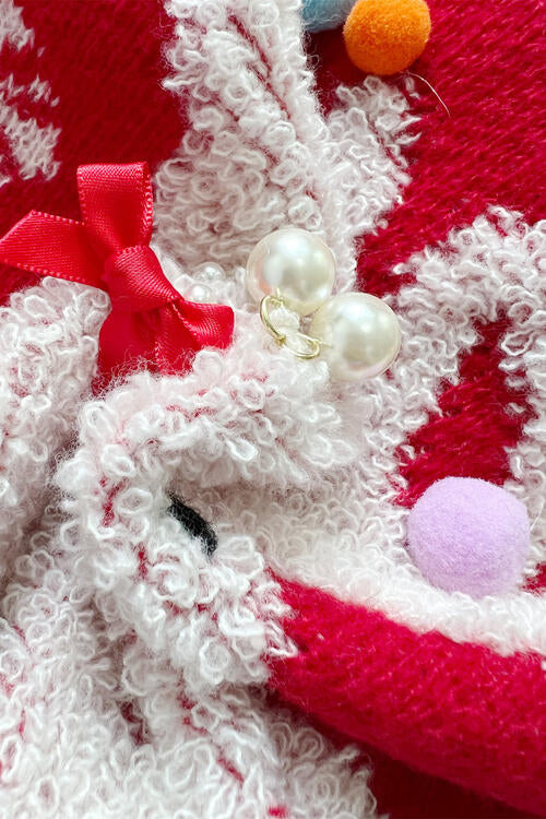 Pearl Detail Round Neck Long Sleeve Sweater OniTakai