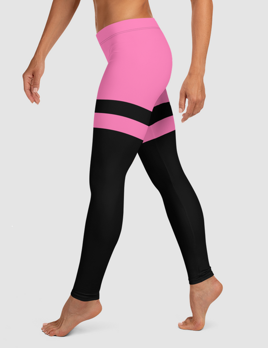 Pink And Black Thigh Striped | Women's Standard Yoga Leggings OniTakai