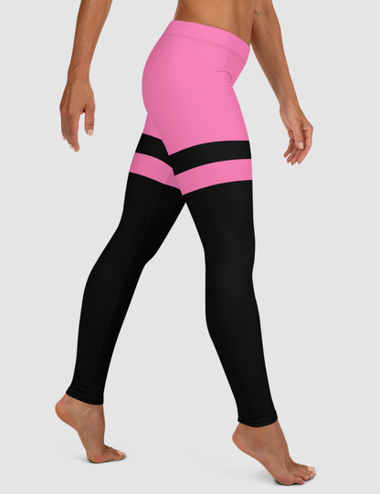 Pink And Black Thigh Striped | Women's Standard Yoga Leggings OniTakai