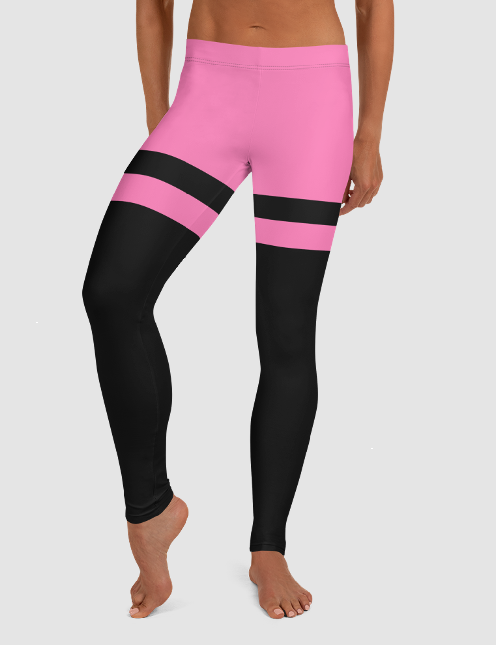 Pink And Black Thigh Striped | Women's Standard Yoga Leggings OniTakai