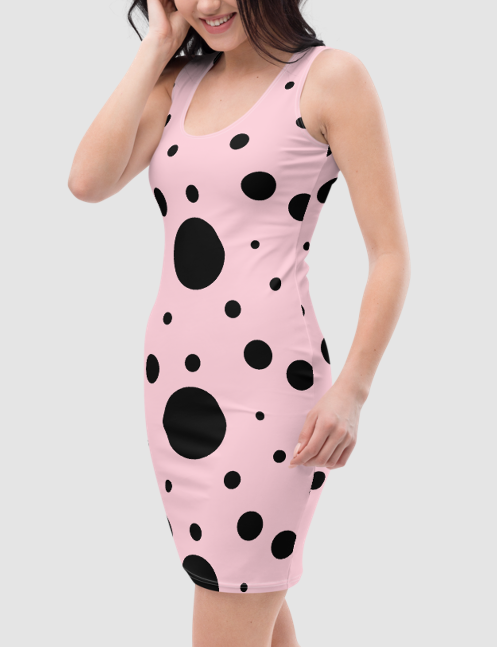 Pink Ladybug | Women's Sleeveless Fitted Sublimated Dress OniTakai