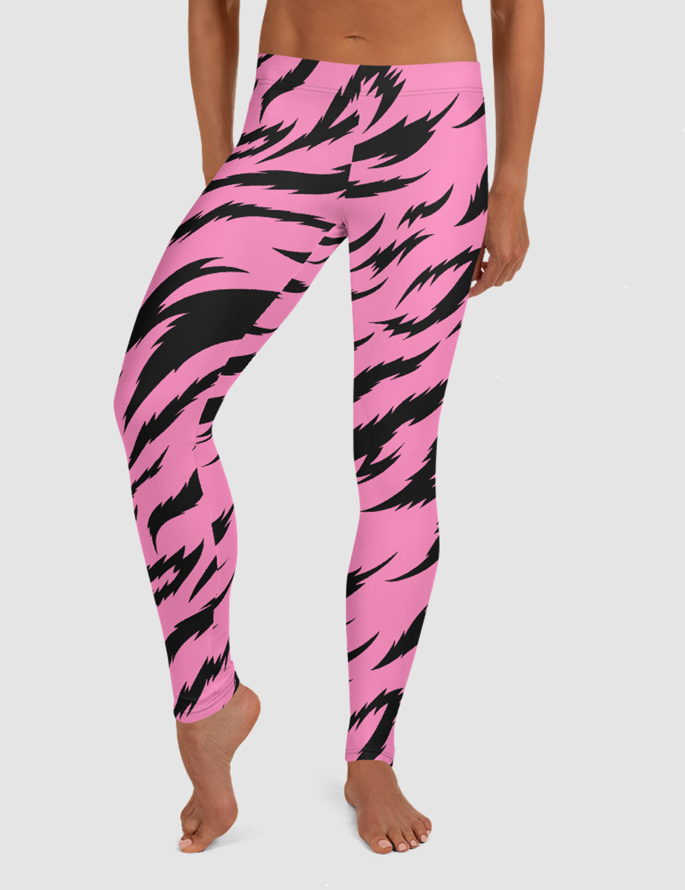 Pink Tiger Stripes | Women's Standard Yoga Leggings OniTakai