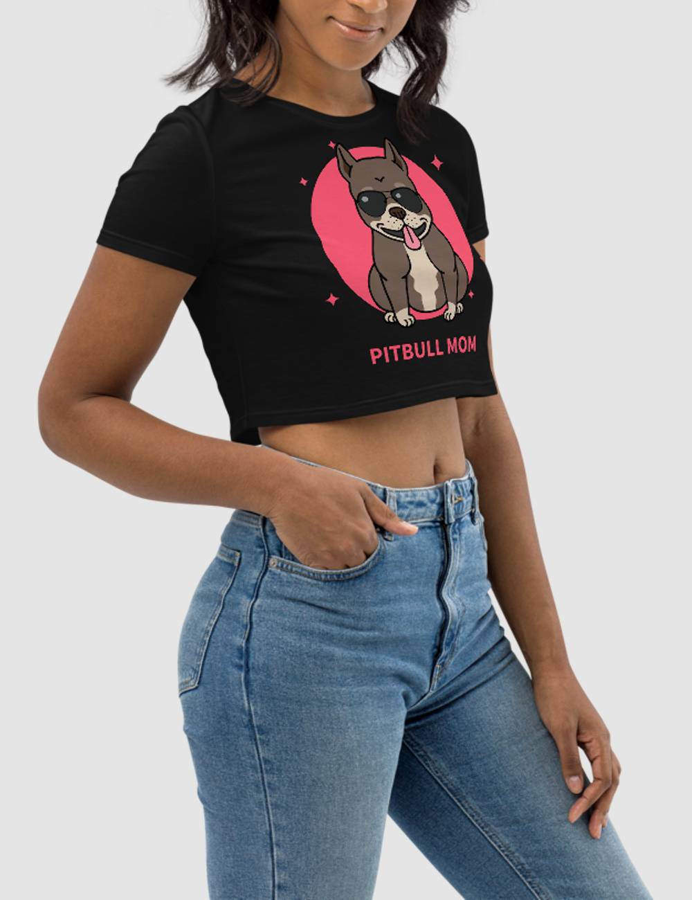 Pitbull Mom | Women's Crop Top T-Shirt OniTakai