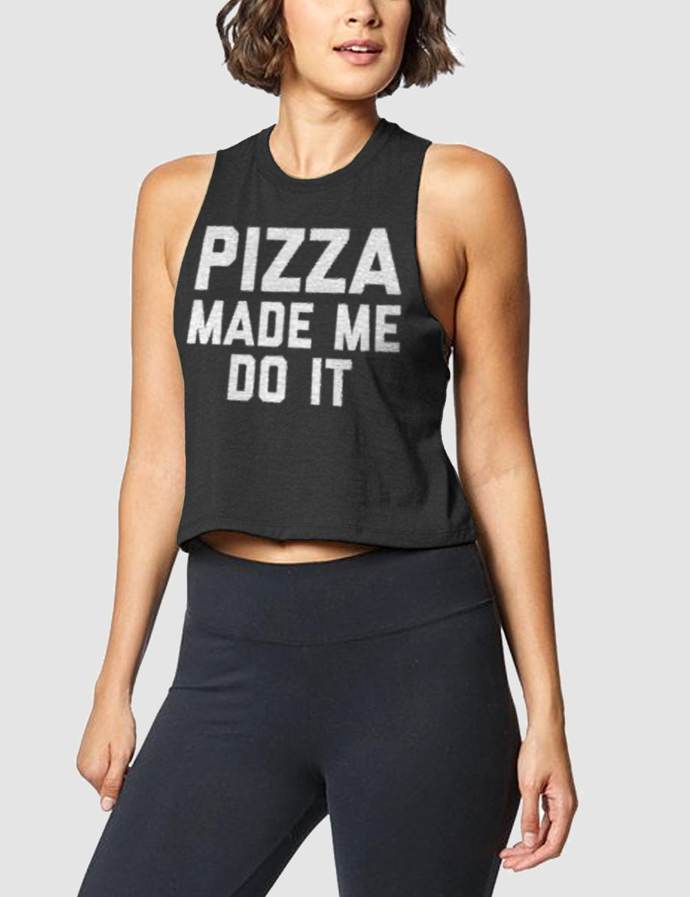 Pizza Made Me Do It | Women's Sleeveless Racerback Cropped Tank Top OniTakai